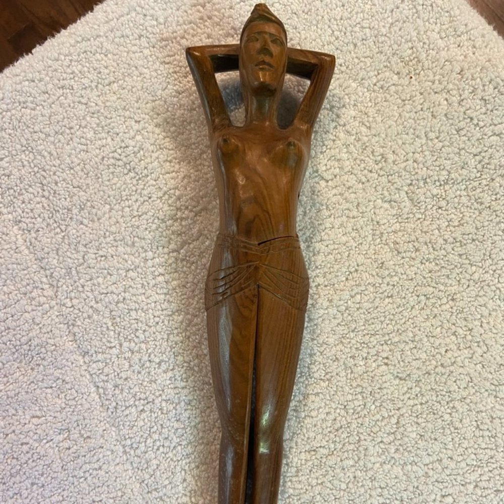 Vintage Wooden Nut Cracker Lady Woman Legs